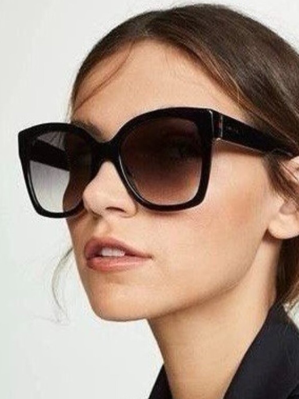Gucci GG0459S 001 Sunglasses Black Butterfly Frame, Grey Lenses